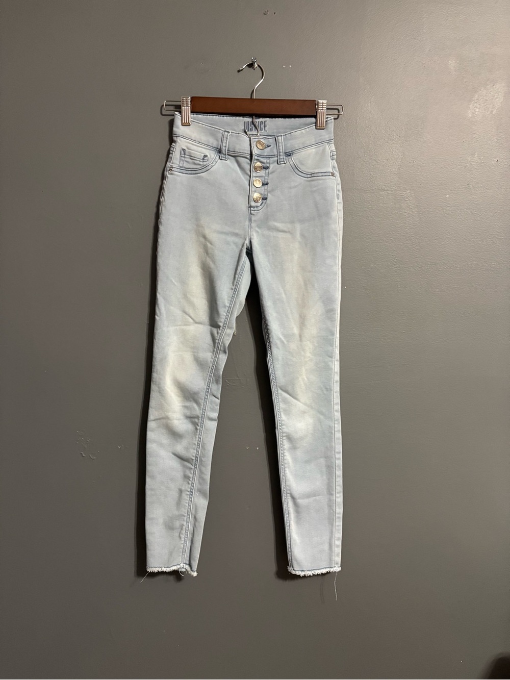 Justice High Rise Slim Jegging Light Wash casual boho Button Fly Jeans girls 12
